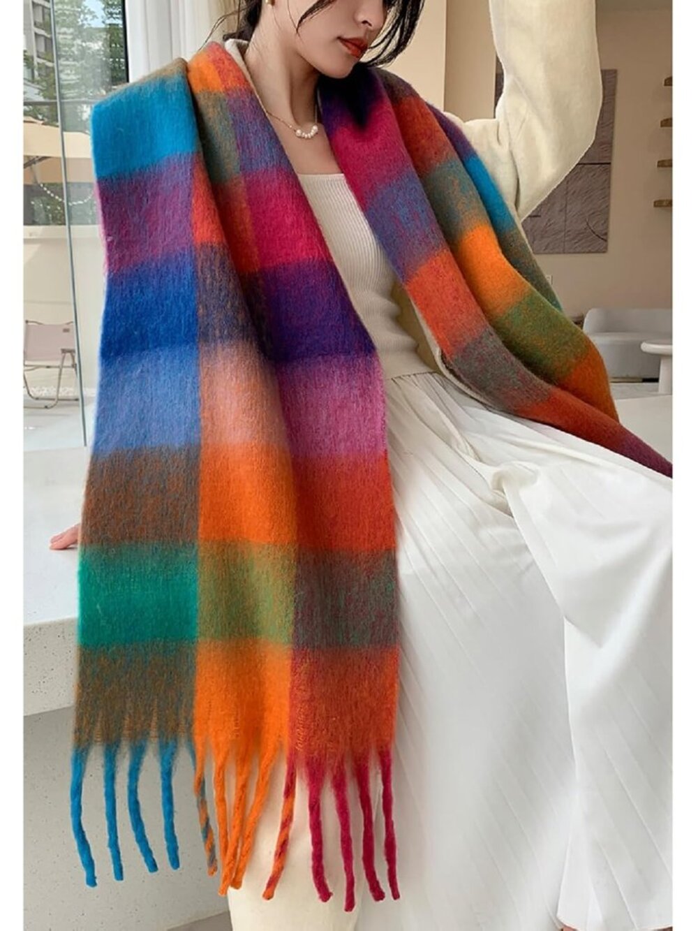 Winter Women Warm Scarf Long Shawl Large Scarves Cold Weather Thick Blanket Scar - Picture 2 of 9